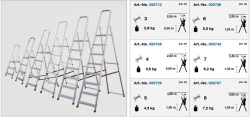 Krause Corda háztartási alumínium létra 6 fokos