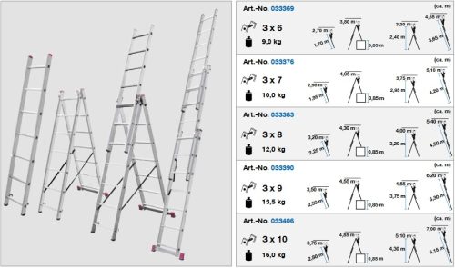 Krause Corda sokcélú alumínium létra lépcsőfunkcióva 3x 7 fokos