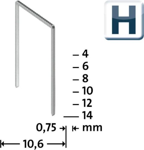 NOVUS tűzőgép kapocs "H"  6MM 1870 db (0420784)