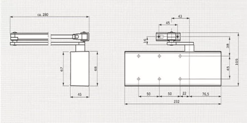 Ajtócsukó DORMA TS/72 + normál kar beltérre