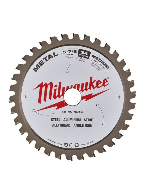 Milwaukee körfűrész tárcsa gérvágóhoz fém 150x20x1,6 Z34