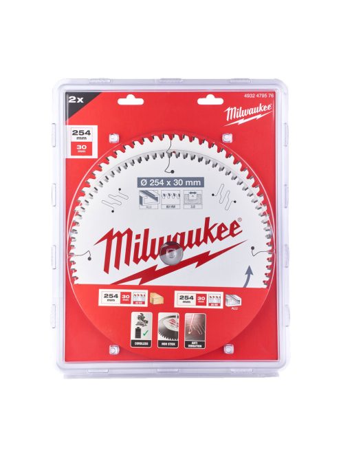 Milwaukee körfűrész tárcsa gérvágóhoz 2x254xZ60/Z80 (2db)