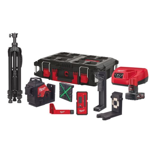 Milwaukee akkus lézer 360° 3 síkú zöld M12 3PLKIT-401P