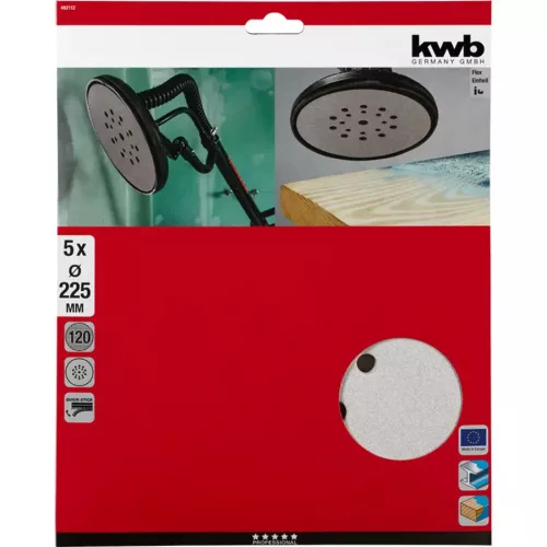 KWB PROFESSIONAL tépőzáras csiszolópapír 225mm P120 5db/cs.