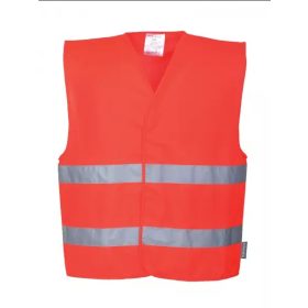 PORTWEST Fluo mellény PW 2 csíkkal EN471 S/M piros