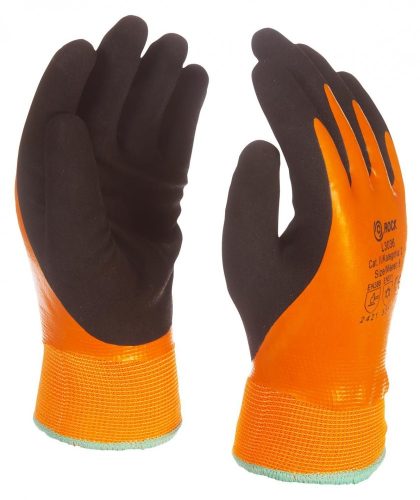 Védőkesztyű MO mártott latex fekete  9 bélelt (Frostbear)
