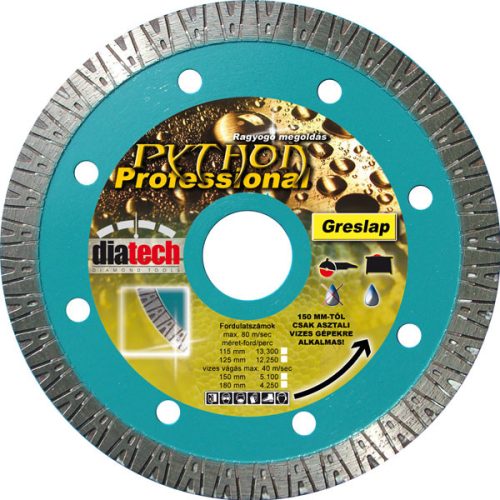 Gyémánttárcsa DIATECH greslap PYTHON 150x25,4x10